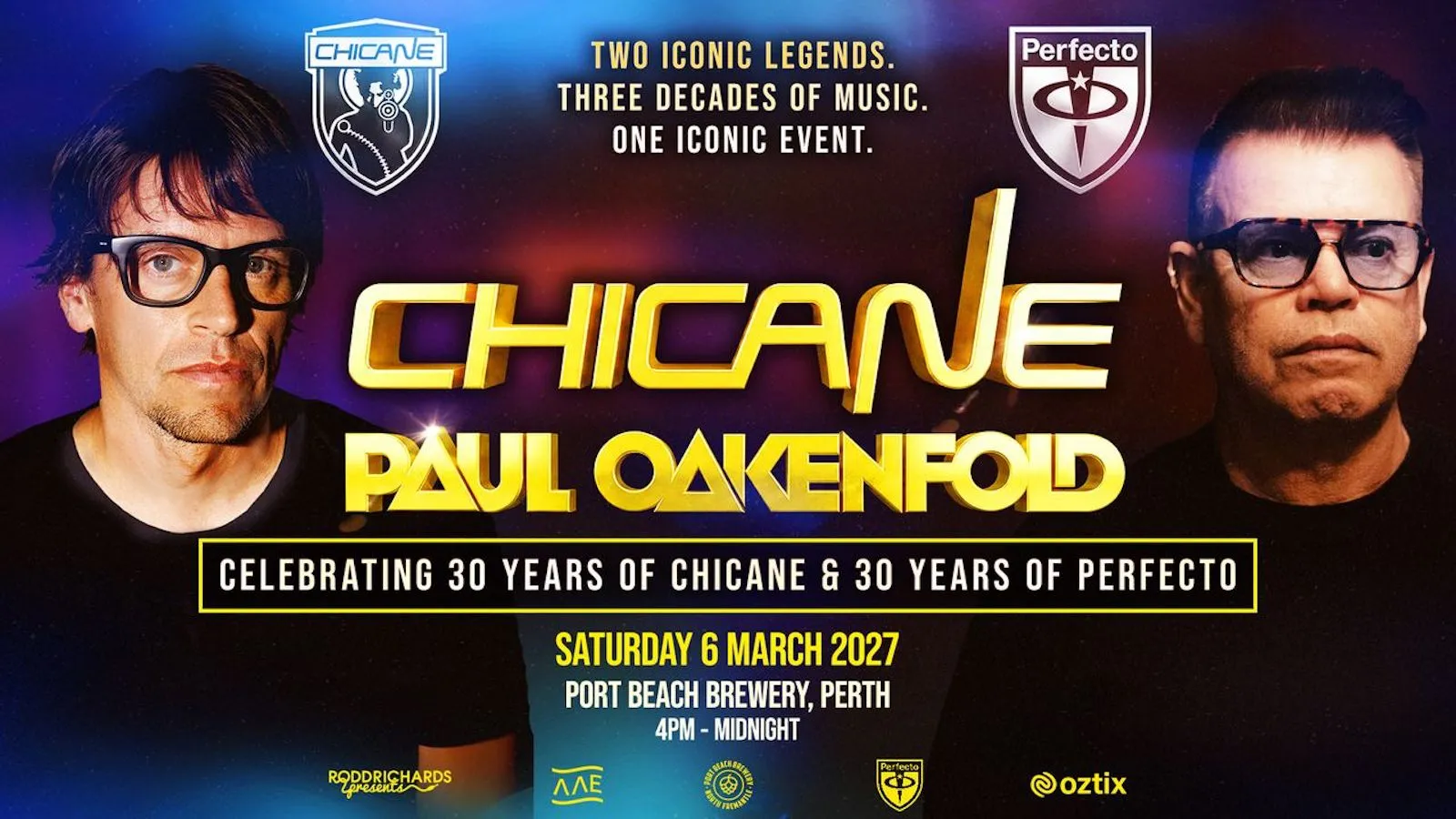 Chicane and Paul Oakenfold LIVE IN PERTH poster