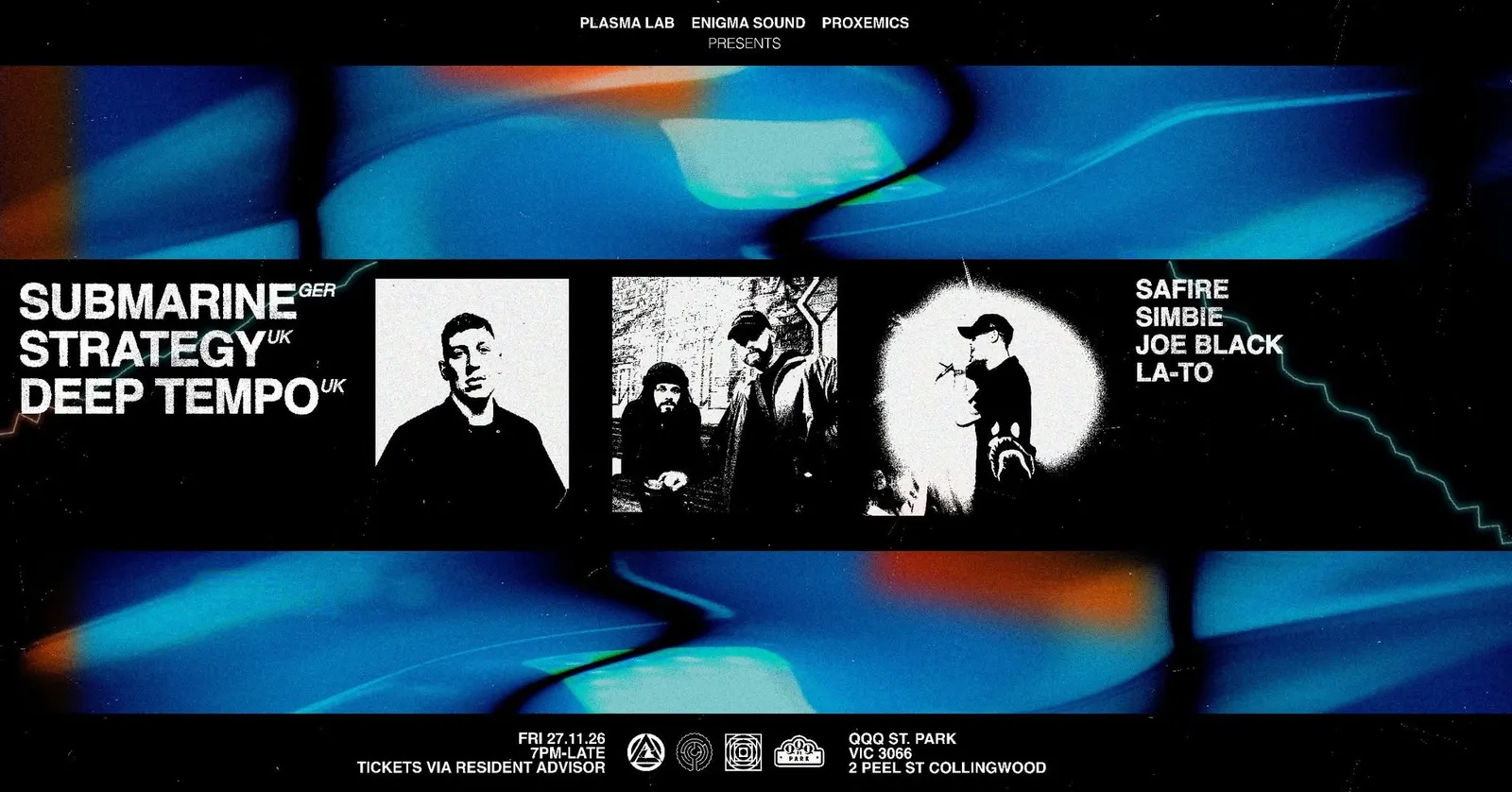 SUBMARINE (GER), STRATEGY (UK), DEEP TEMPO (UK) - Melbourne poster