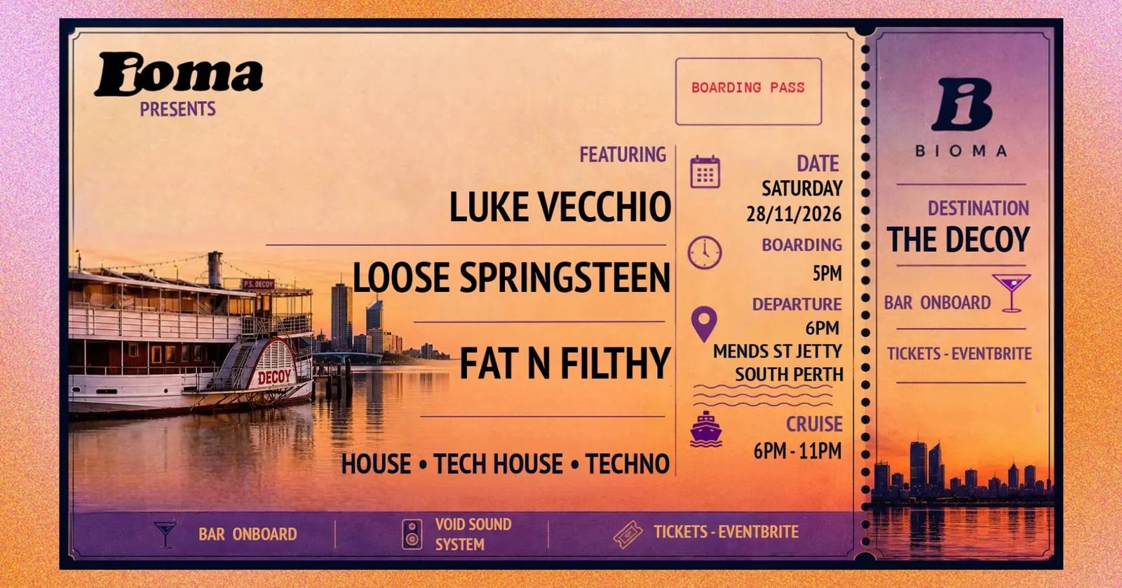 Bioma boat party part 1 FT Luke Vecchio - Fat n Filthy - Loose Springsteen poster