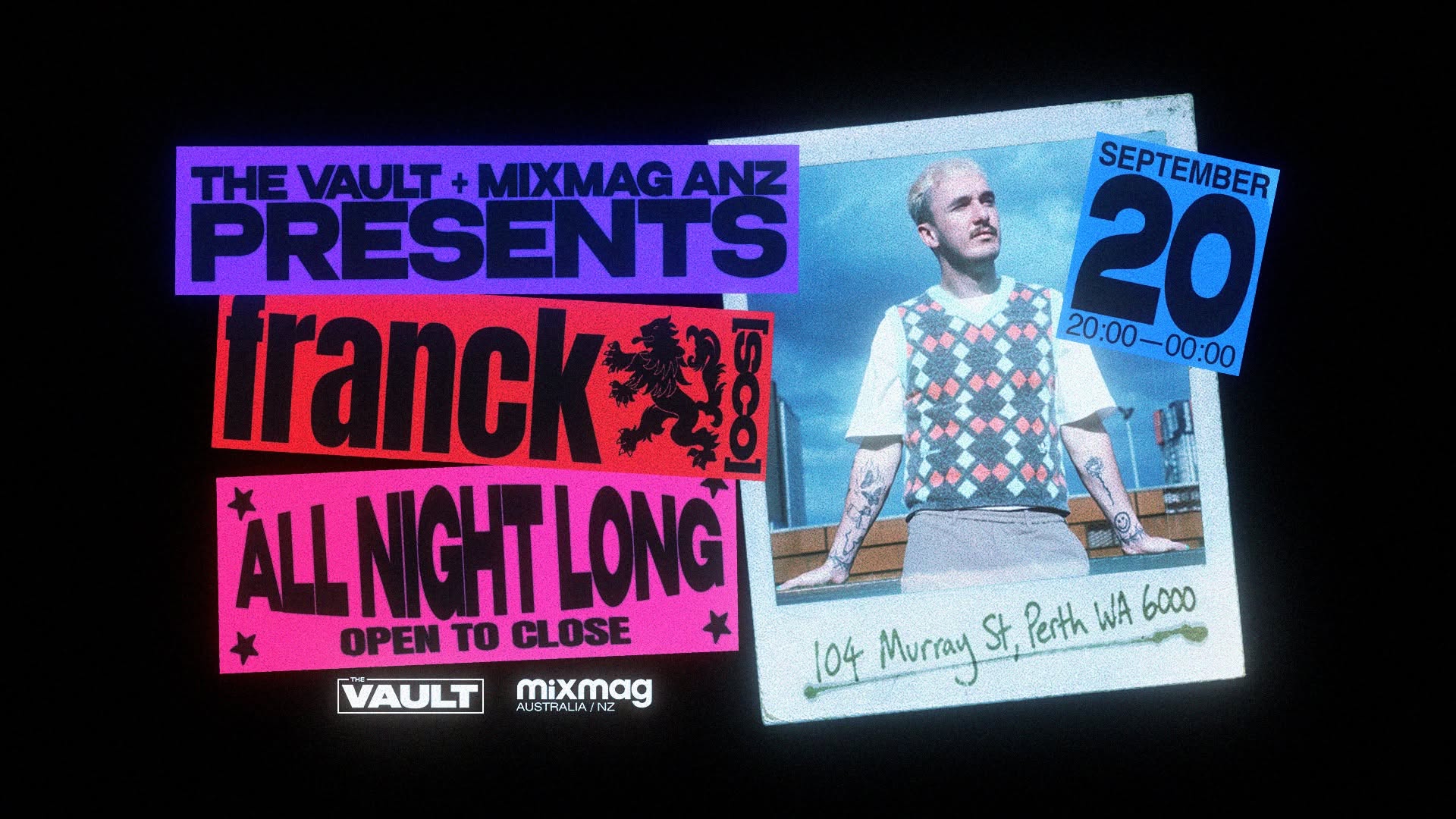 The Vault & MixMag ANZ Pres. franck (All Night Long) poster